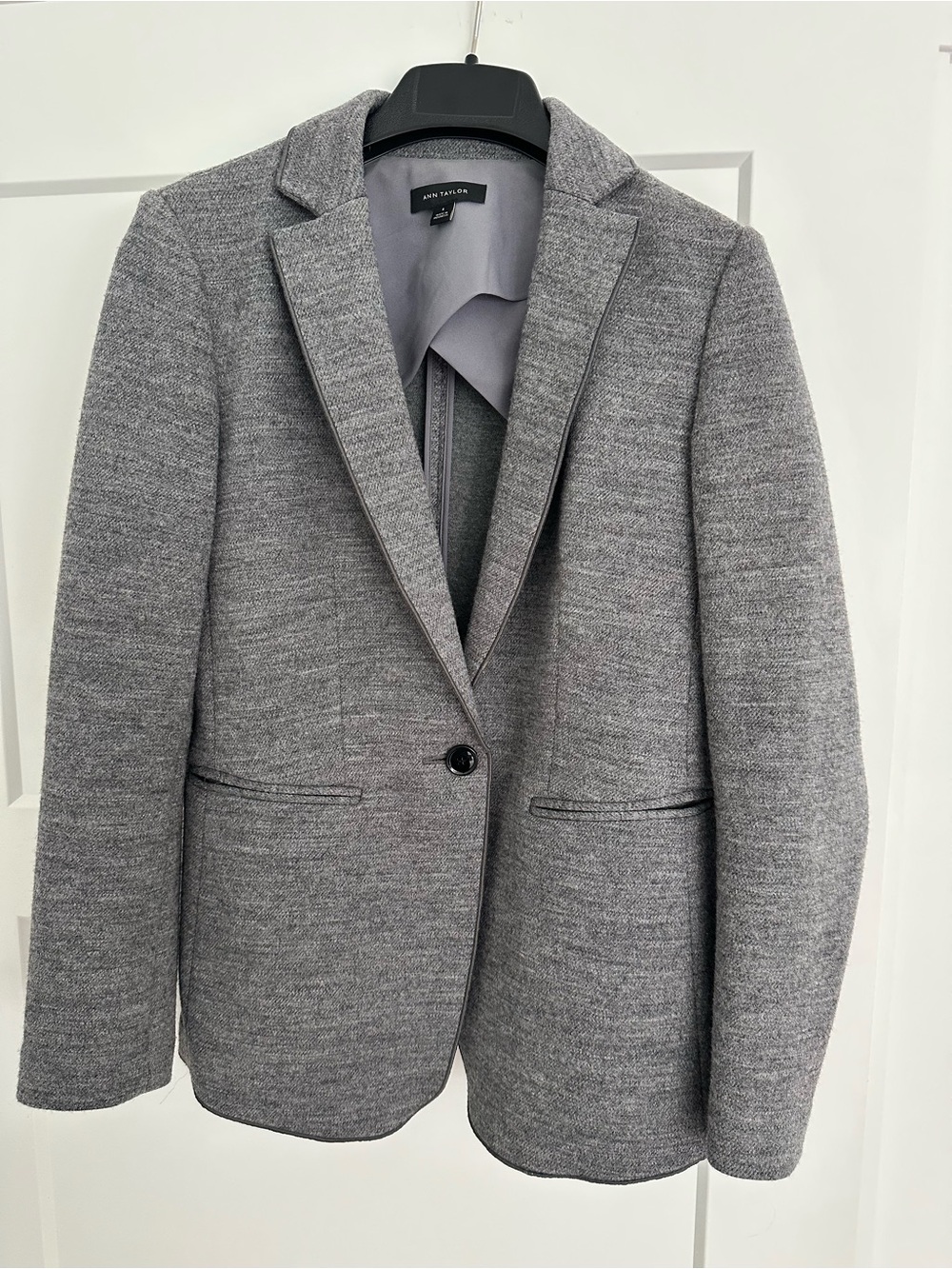 Ann Taylor Heather Gray Single-Button Blazer